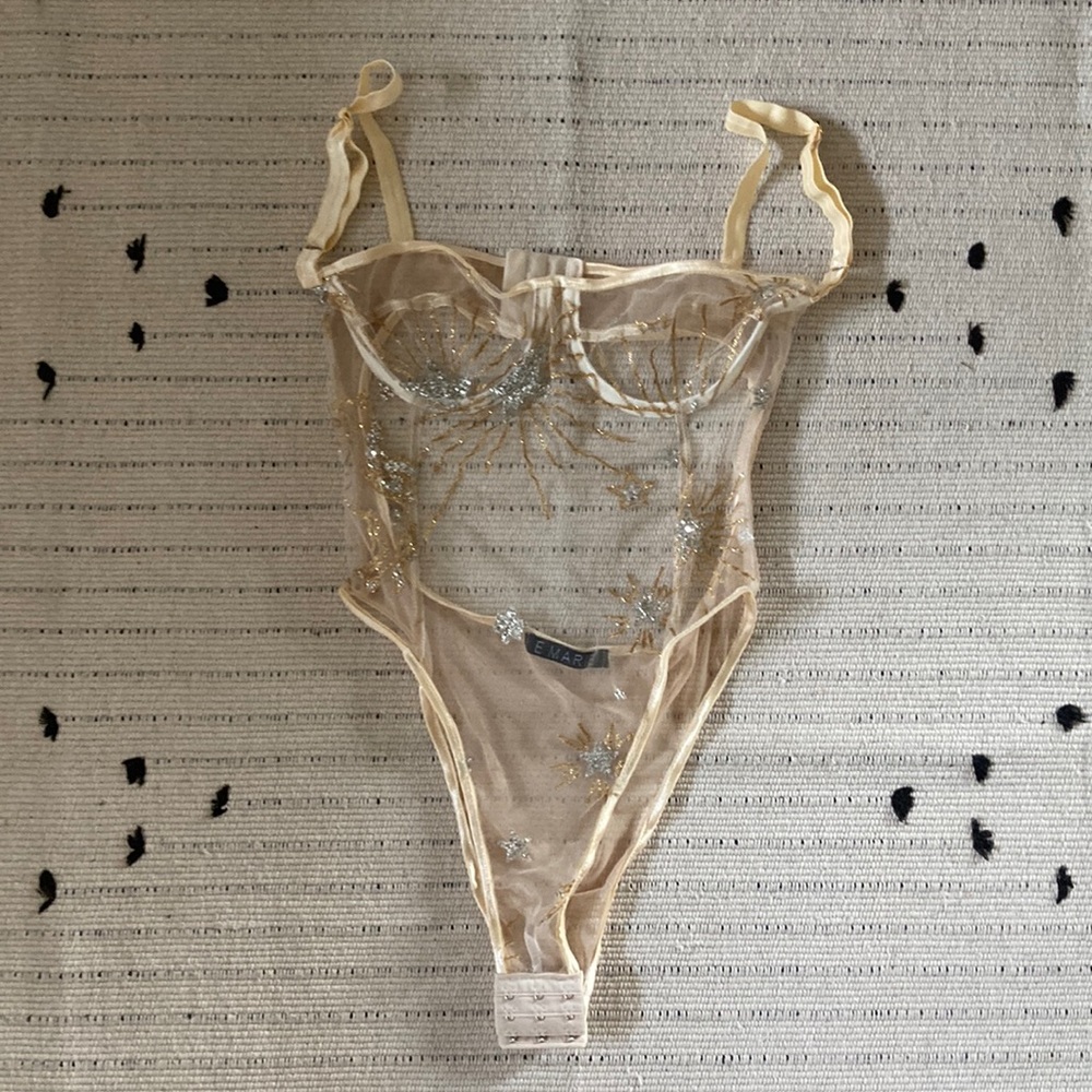 Sparkly bodysuit.  Lingerie.